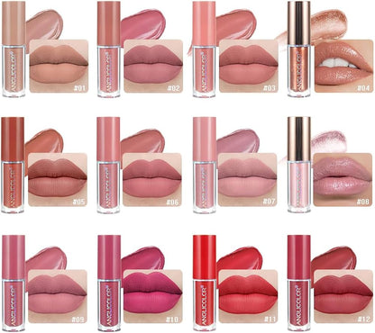 Mocallure 12 Pcs Matte Liquid Lipgloss Set)